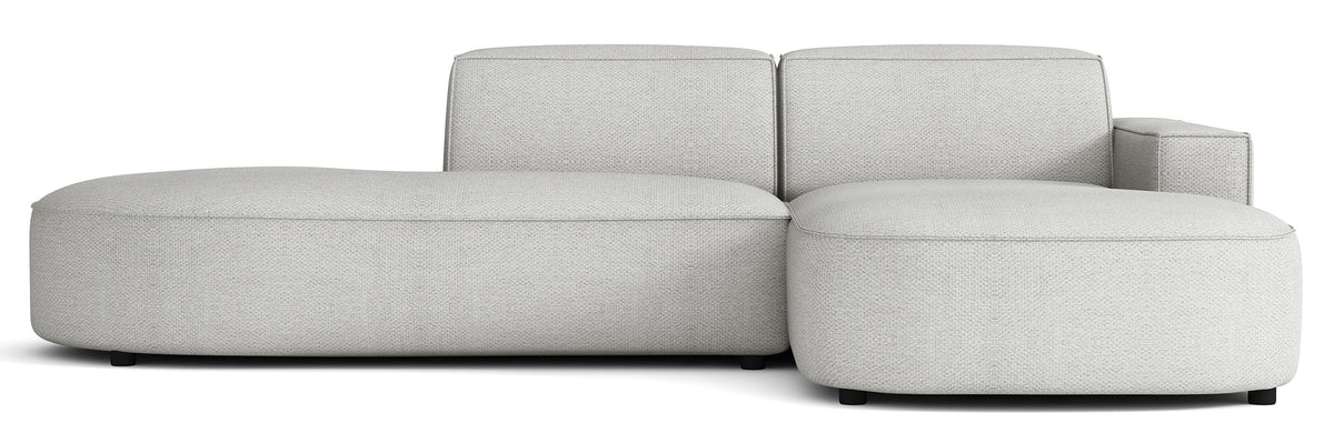 Modulares Ecksofa Sallmo, kleine L-Form, rechtsseitig, hellgrauer hydrophober Chenillestoff