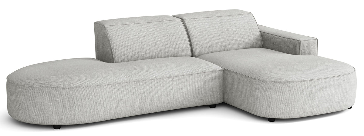 Modulares Ecksofa Sallmo, kleine L-Form, rechtsseitig, hellgrauer hydrophober Chenillestoff