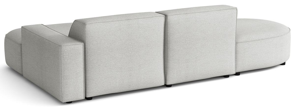 Modulares Ecksofa Sallmo, kleine L-Form, rechtsseitig, hellgrauer hydrophober Chenillestoff