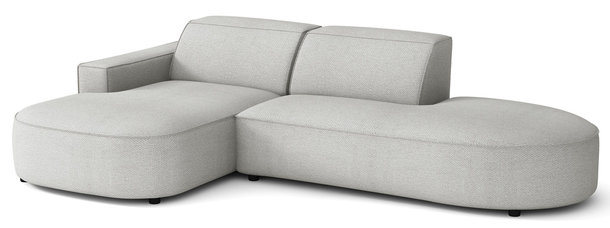 Canapé d'angle modulable Sallmo en L petit, côté gauche, en chenille hydrofuge gris clair