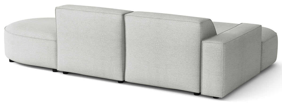 Modulares Ecksofa Sallmo, kleines L-förmiges Modell, linksseitig, hellgrauer hydrophober Chenille-Stoff