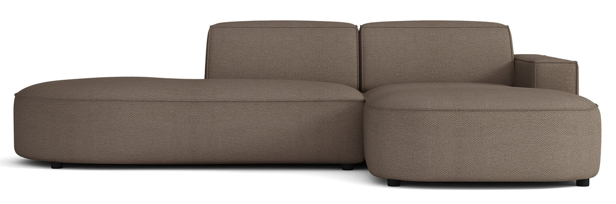 Canapé d'angle modulaire Sallmo petit en L, côté droit, en chenille hydrofuge marron clair