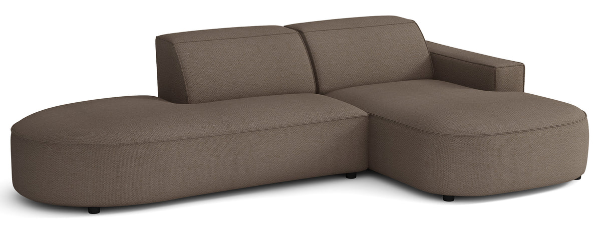 Canapé d'angle modulaire Sallmo petit en L, côté droit, en chenille hydrofuge marron clair