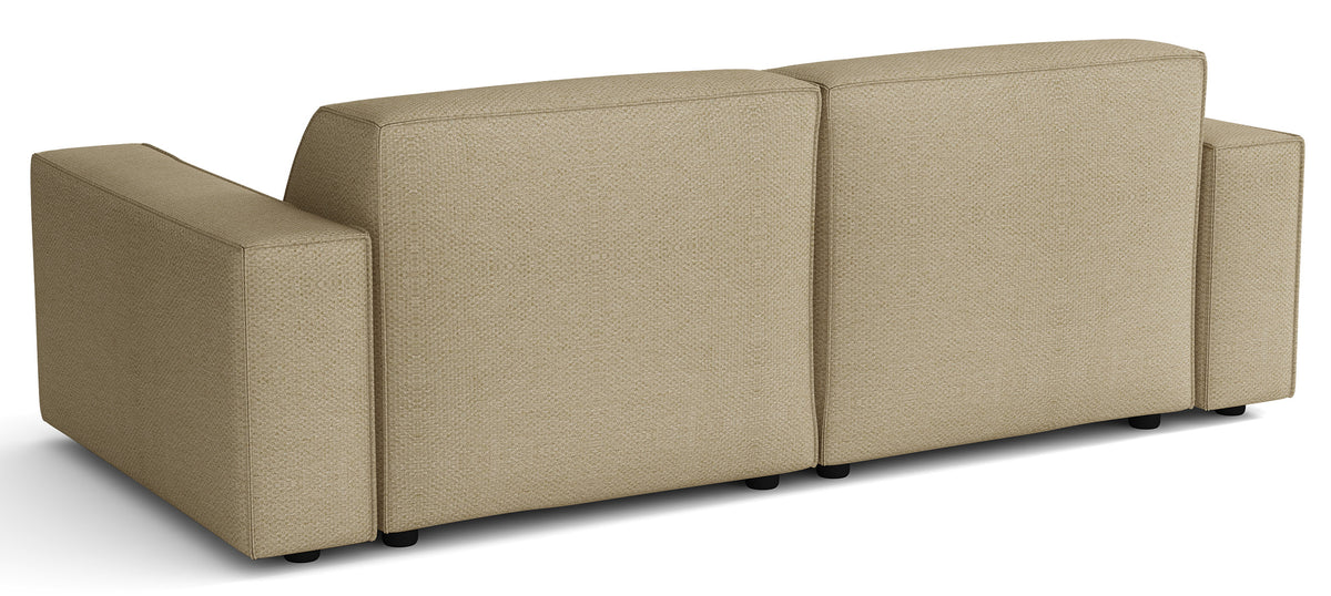 Canapé d'angle modulaire Sellmo petit en L, côté gauche, tissu chenille hydrofuge beige foncé