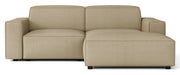 Canapé d'angle modulaire Sellmo petit en L, droit, tissu chenille hydrofuge beige foncé