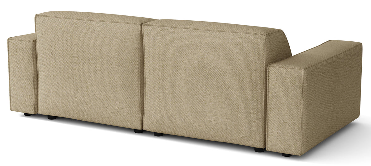 Canapé d'angle modulaire Sellmo petit en L, droit, tissu chenille hydrofuge beige foncé