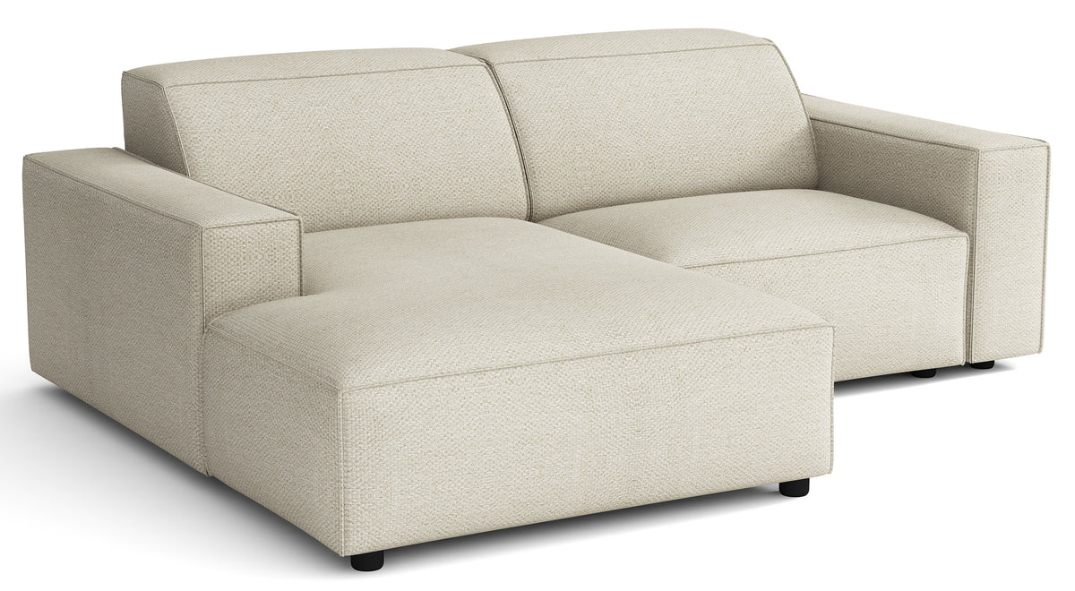 Canapé d’angle modulaire Sellmo petit en L, côté gauche, en chenille hydrofuge crème
