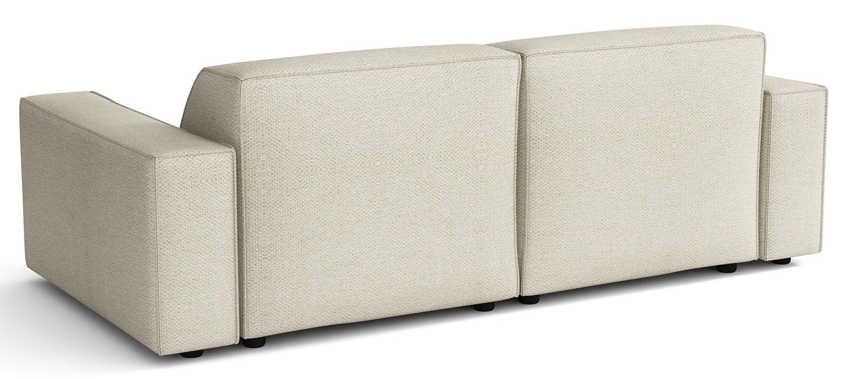Canapé d’angle modulaire Sellmo petit en L, côté gauche, en chenille hydrofuge crème