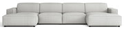 Canapé d'angle modulaire Sellmo en U, universel, en chenille hydrofuge gris clair