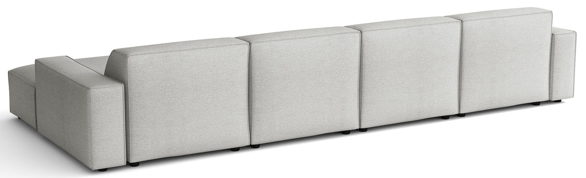 Canapé d'angle modulaire Sellmo en U, universel, en chenille hydrofuge gris clair