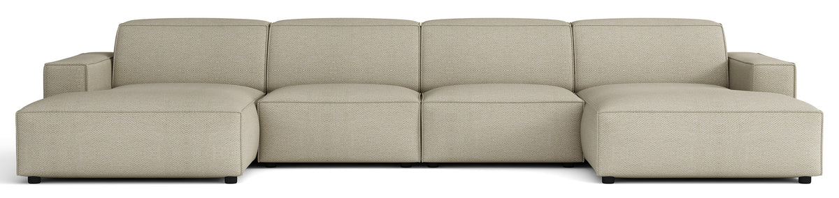 Modulares Ecksofa Sellmo U-förmig universell hellgraubeige, hydrophobes Chenille