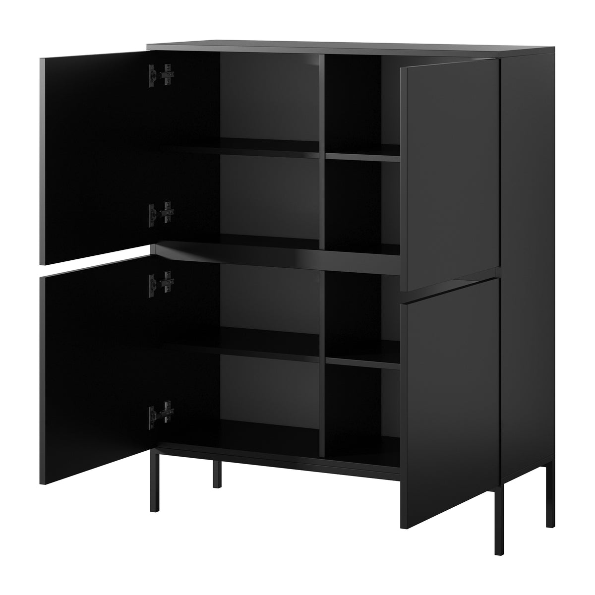 Commode haute Bemmi 100 cm noire avec pieds noirs