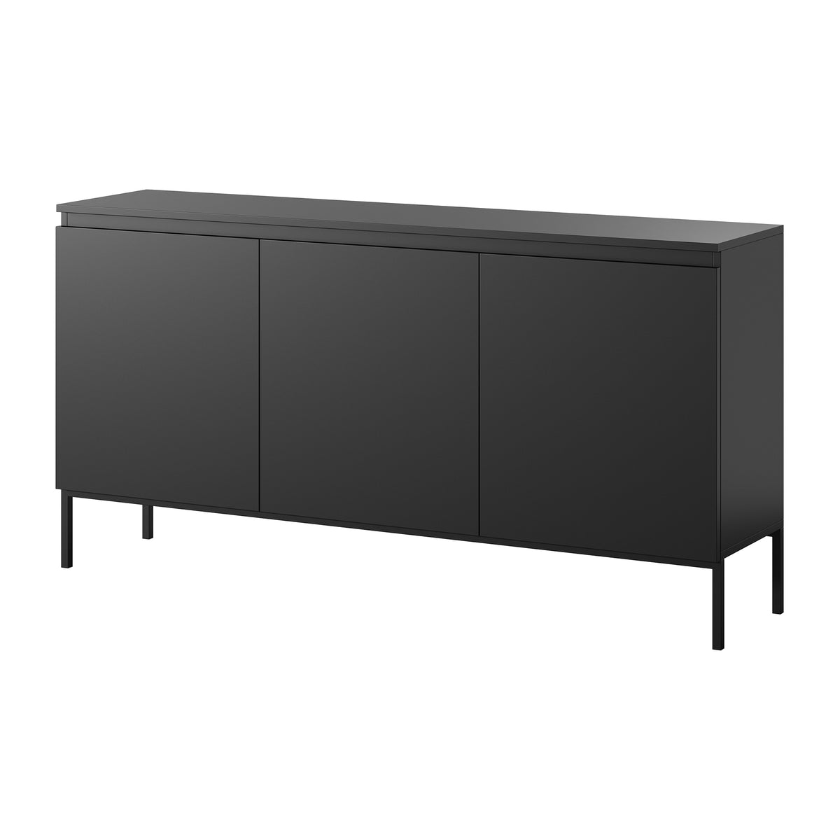 Commode trois portes Bemmi 150 cm noire avec pieds noirs