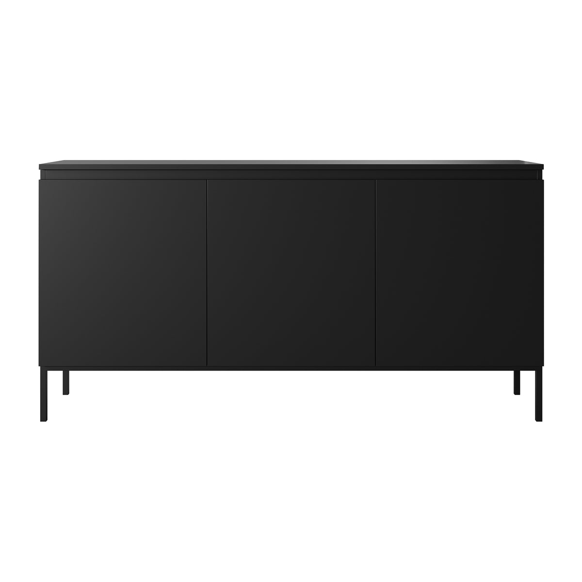 Commode trois portes Bemmi 150 cm noire avec pieds noirs