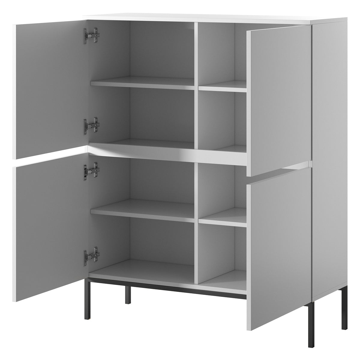 Commode haute Bemmi 100 cm blanche avec pieds noirs