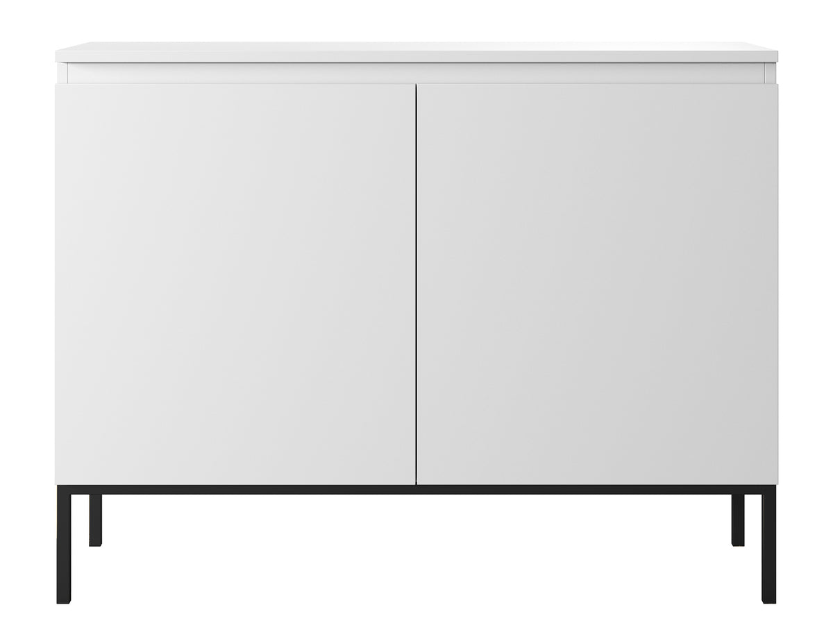 Commode 2 portes Bemmi 100 cm blanche avec pieds noirs