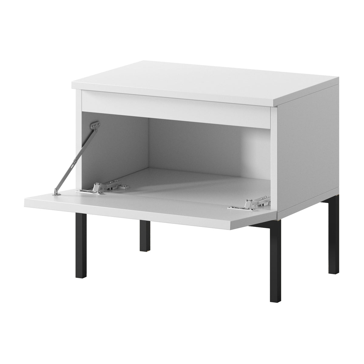 Table de chevet Bemmi blanche avec pieds noirs