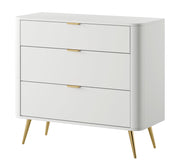 Commode Oval blanche avec trois tiroirs 92 cm