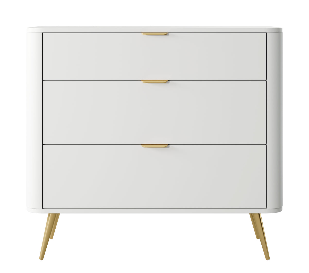 Ovaler Kommode mit drei Schubladen 92 cm Weiß