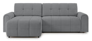 Canapé d'angle Simolla L gauche avec fonction couchage et coffre de rangement en tissu chenille gris