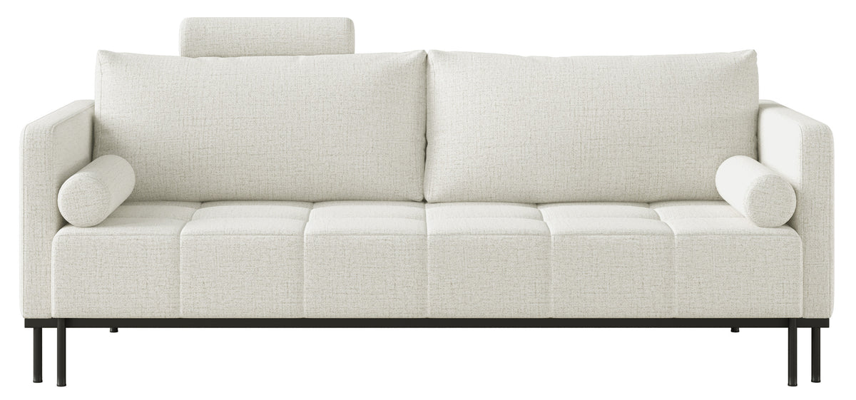 Dreisitziges ausklappbares Sofa Skilia in grau-beigem hydrophobem Chenille-Stoff