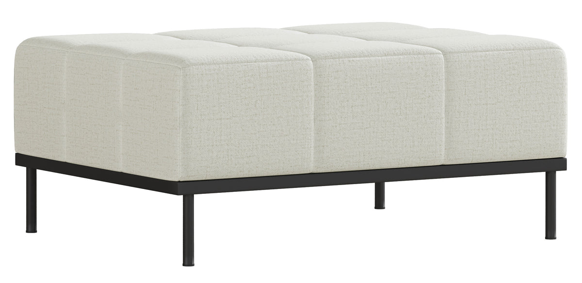 Canapé convertible 3 places Skilia avec pouf en chenille hydrofuge gris-beige