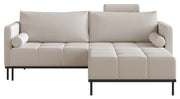 Canapé-lit 3 places Skilia avec pouf, tissu chenille hydrofuge beige clair
