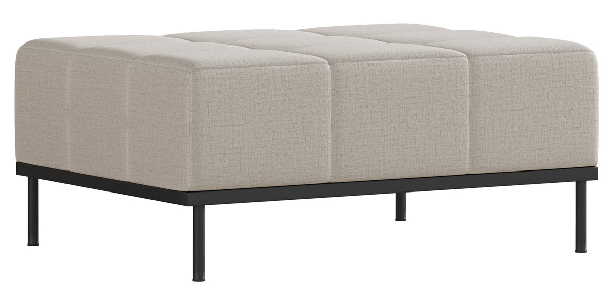 Canapé-lit 3 places Skilia avec pouf, tissu chenille hydrofuge beige clair