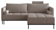 Canapé convertible 3 places Skilia avec pouf, tissu chenille hydrofuge gris brun