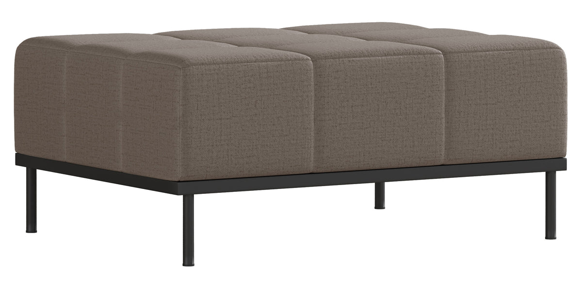 Canapé convertible 3 places Skilia avec pouf, tissu chenille hydrofuge gris brun