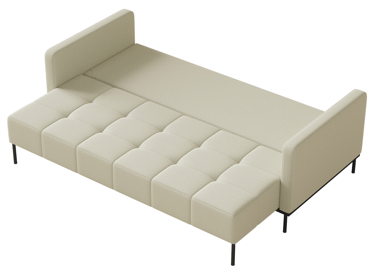 Canapé convertible 3 places Skilia beige clair en maille facile à nettoyer