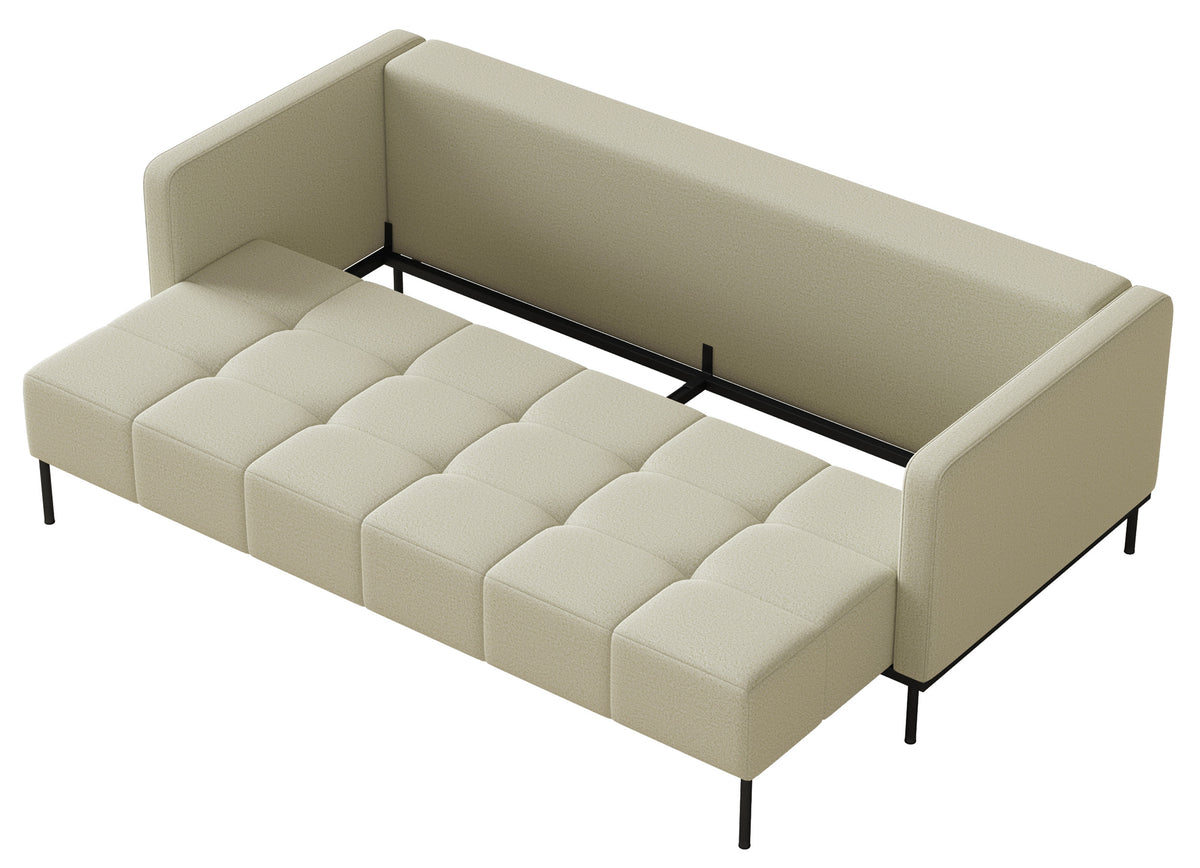 Canapé convertible 3 places Skilia beige clair en maille facile à nettoyer