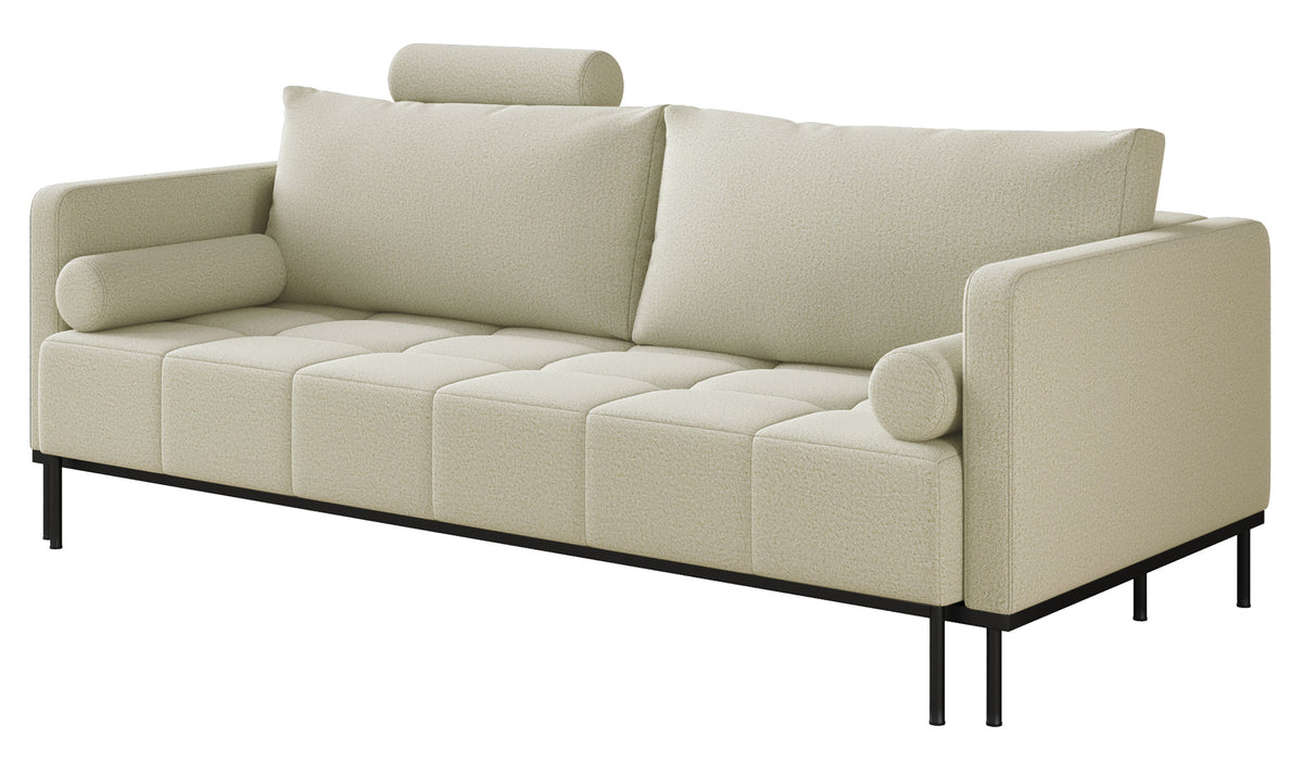 Canapé convertible 3 places Skilia beige clair en maille facile à nettoyer