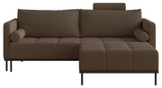 Canapé-lit 3 places Skilia avec pouf, tissu maille marron facile à nettoyer