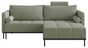 Canapé convertible 3 places Skilia avec pouf en tissu sauge facile à nettoyer