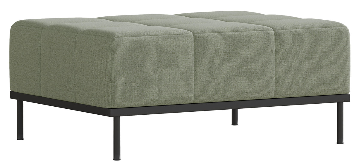 Canapé convertible 3 places Skilia avec pouf en tissu sauge facile à nettoyer