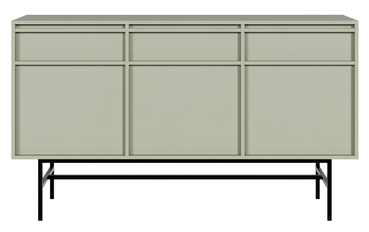 Commode trois portes Evo avec tiroirs et cadre 154 cm Sauge