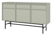 Commode trois portes Evo avec tiroirs et cadre 154 cm Sauge