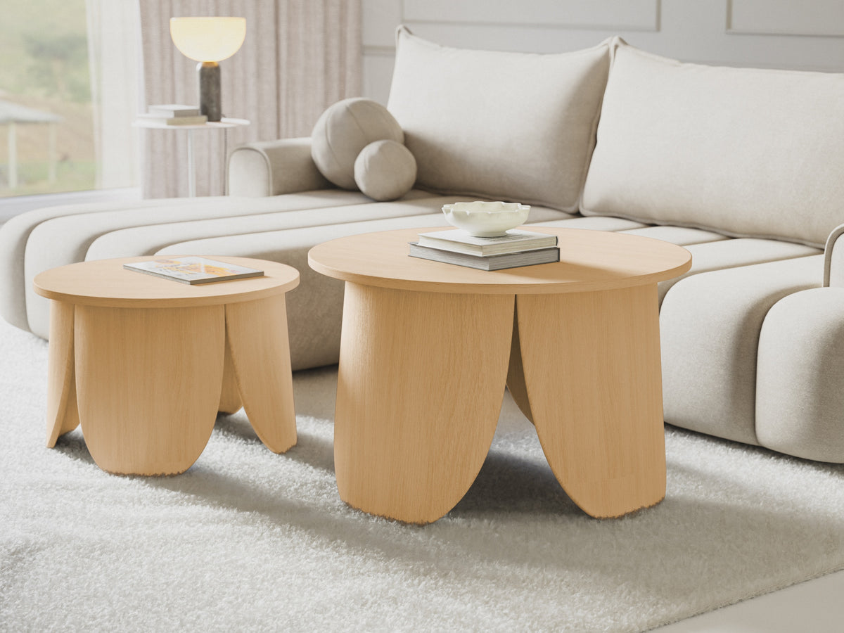 Table basse ronde Vivially diamètre 80 cm chêne naturel