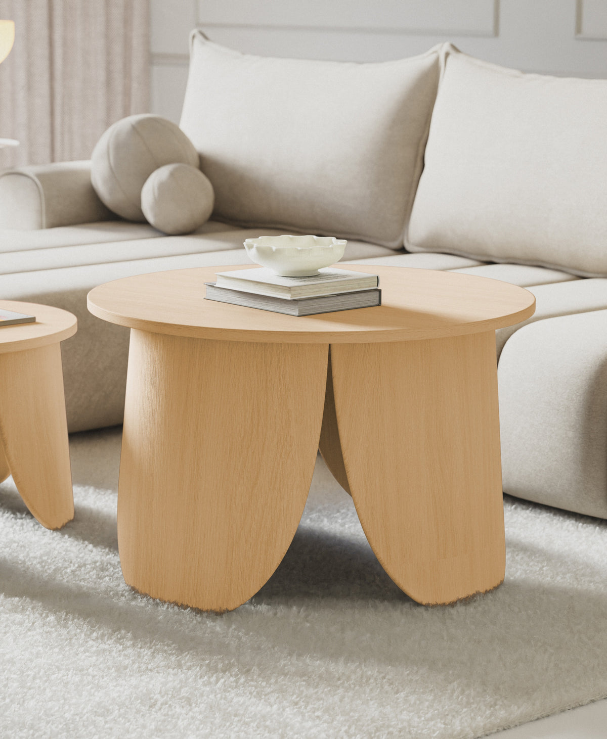 Table basse ronde Vivially diamètre 80 cm chêne naturel