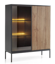 Vitrine Tosena 2 portes avec éclairage LED 104 cm Noir/Chêne Wotan