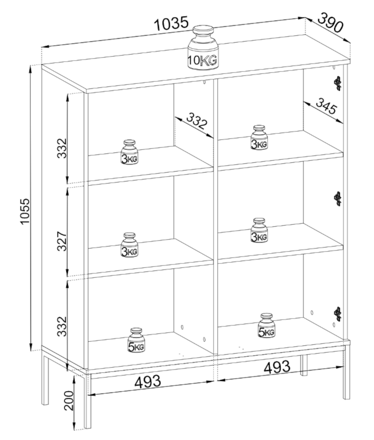 Vitrine Tosena 2 portes avec éclairage LED 104 cm Noir/Chêne Wotan