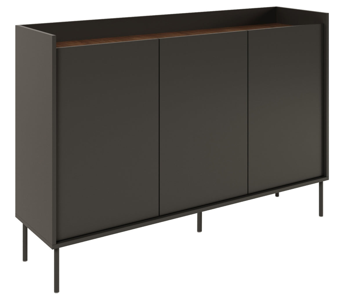 Drehtürenschrank Tovi 140 cm schwarz/Wisconsin-Nussbaum