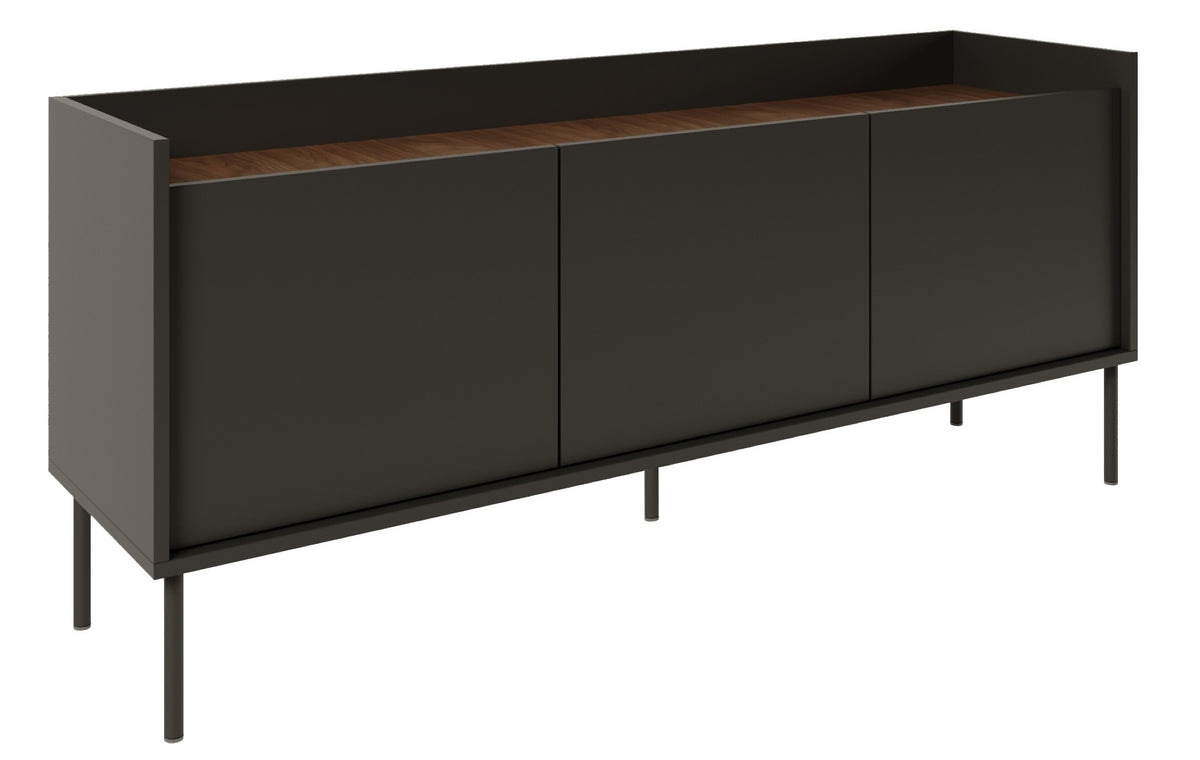Meuble TV Tovi 3 portes 140 cm noir/noix Wisconsin