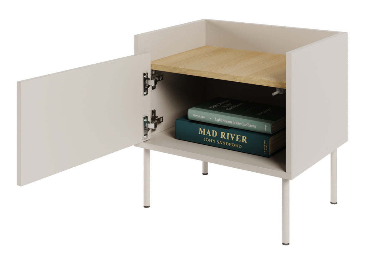 Table de chevet Tovi 1 porte 50 cm cachemire/chêne Lindberg