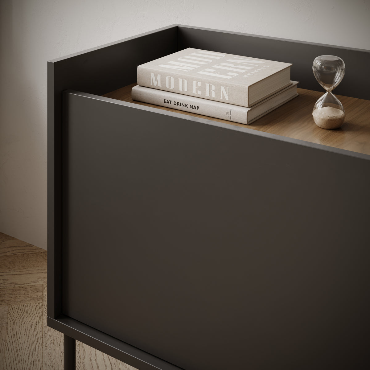 Meuble TV Tovi 3 portes 140 cm noir/noix Wisconsin