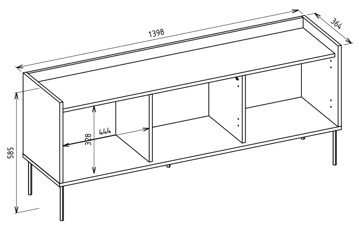 TV-Schrank Tovi, dreitürig, 140 cm, Kaschmir/Lindberg-Eiche