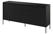 Commode deux portes Trend 166 cm avec trois tiroirs et LED Noir