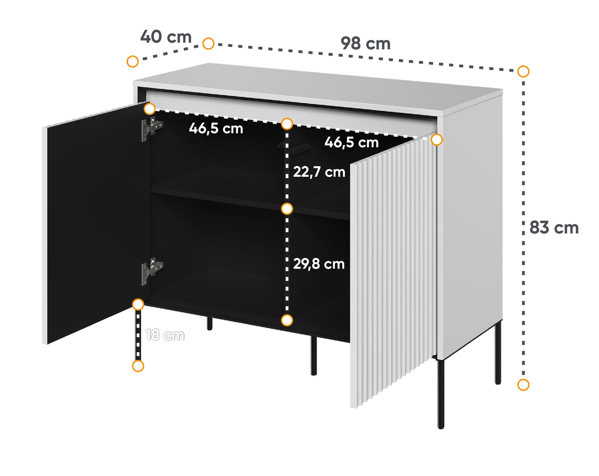 Commode 2 portes Trend 98 cm avec LED Blanche