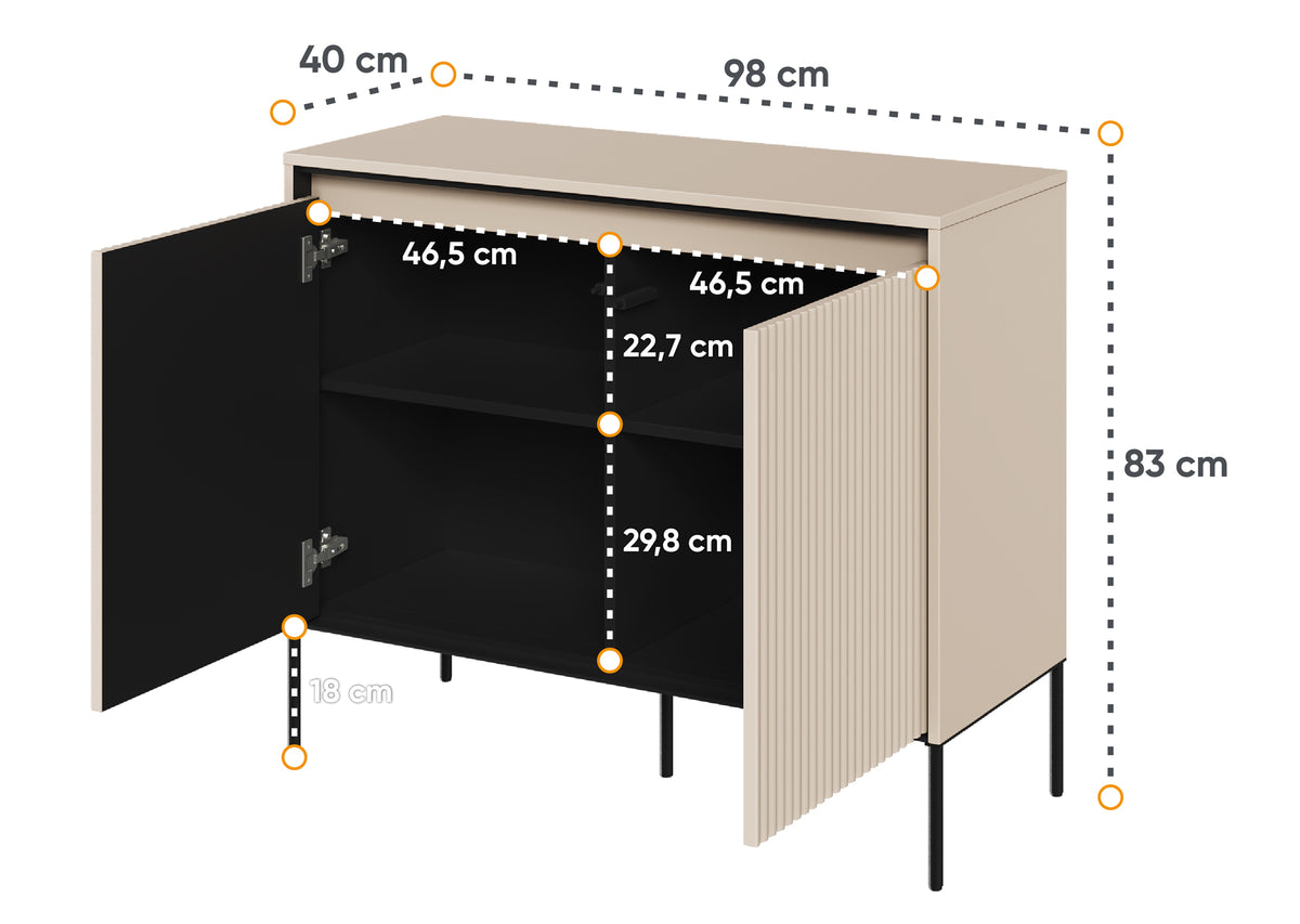 Commode 2 portes Trend 98 cm avec LED Beige